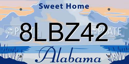 8LBZ42 Alabama License Plate