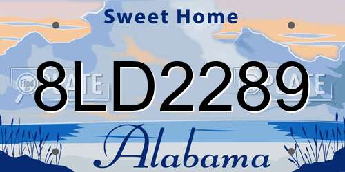 8LD2289 Alabama License Plate