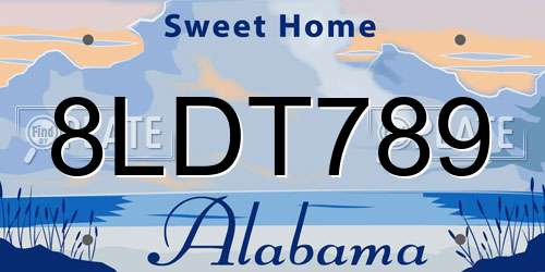 8LDT789 Alabama License Plate