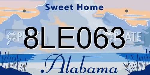 8LE063 Alabama License Plate