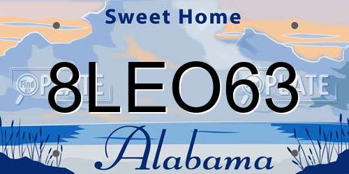 8LEO63 Alabama License Plate