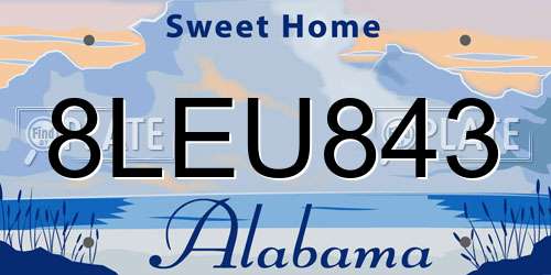 8LEU843 Alabama License Plate