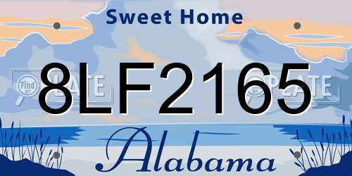 8LF2165 Alabama License Plate