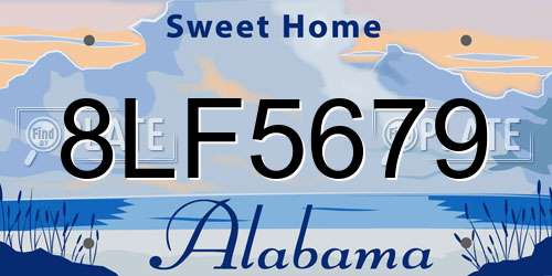 8LF5679 Alabama License Plate