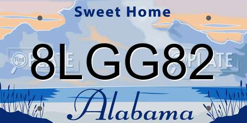 8LGG82 Alabama License Plate