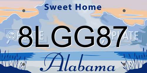 8LGG87 Alabama License Plate