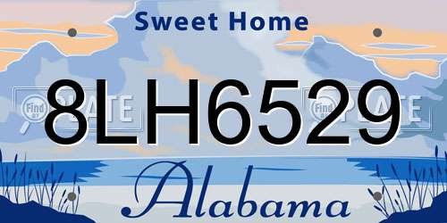 8LH6529 Alabama License Plate
