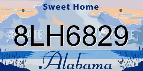 8LH6829 Alabama License Plate