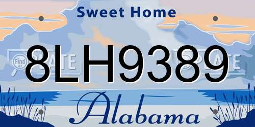 8LH9389 Alabama License Plate