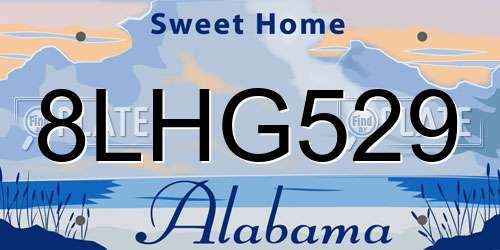 8LHG529 Alabama License Plate