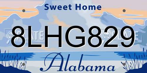 8LHG829 Alabama License Plate