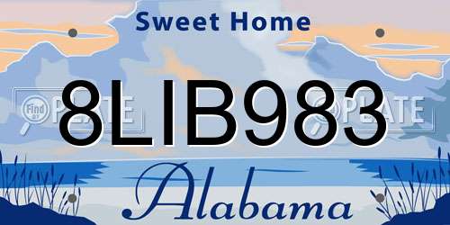 8LIB983 Alabama License Plate