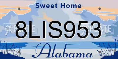 8LIS953 Alabama License Plate