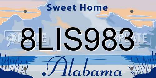 8LIS983 Alabama License Plate