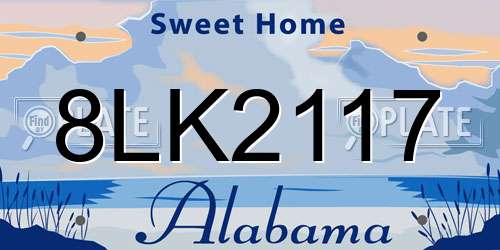 8LK2117 Alabama License Plate