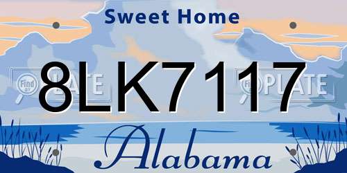8LK7117 Alabama License Plate