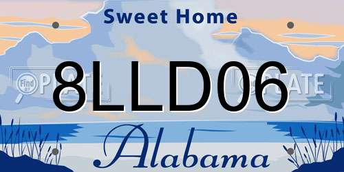8LLD06 Alabama License Plate