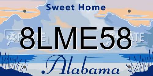 8LME58 Alabama License Plate