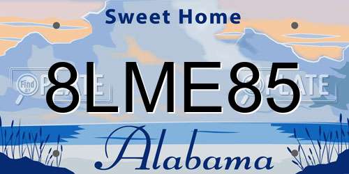 8LME85 Alabama License Plate