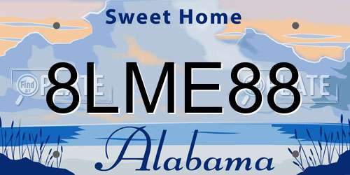 8LME88 Alabama License Plate