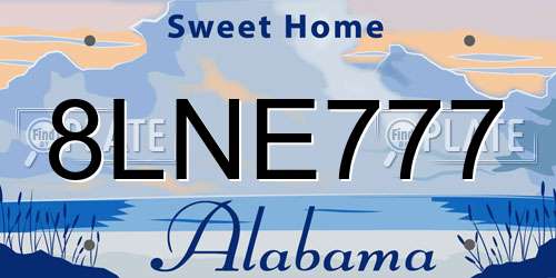 8LNE777 Alabama License Plate