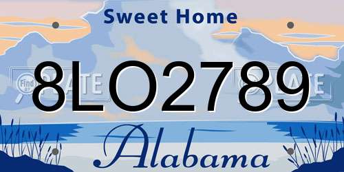 8LO2789 Alabama License Plate