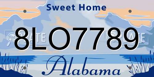 8LO7789 Alabama License Plate