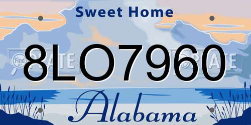 8LO7960 Alabama License Plate