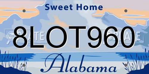 8LOT960 Alabama License Plate