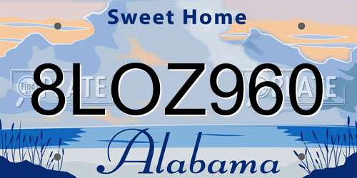 8LOZ960 Alabama License Plate