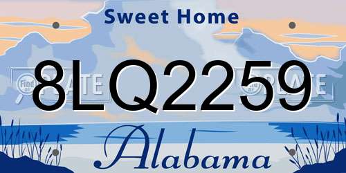 8LQ2259 Alabama License Plate
