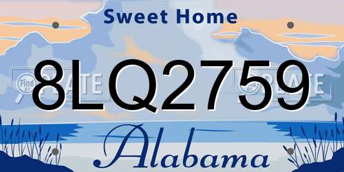 8LQ2759 Alabama License Plate