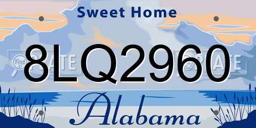 8LQ2960 Alabama License Plate