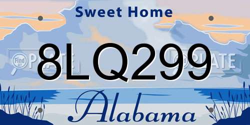 8LQ299 Alabama License Plate