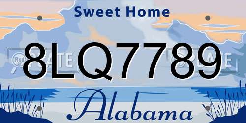 8LQ7789 Alabama License Plate