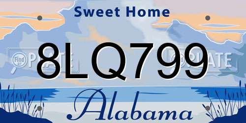 8LQ799 Alabama License Plate