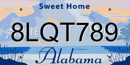 8LQT789 Alabama License Plate