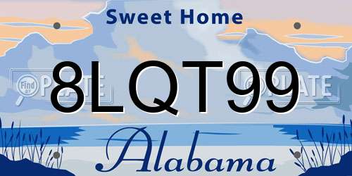 8LQT99 Alabama License Plate