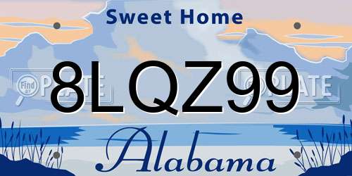 8LQZ99 Alabama License Plate