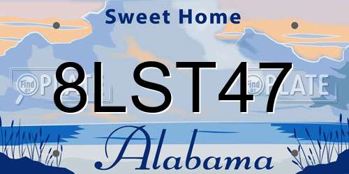 8LST47 Alabama License Plate