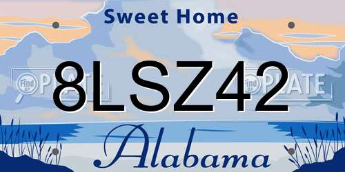 8LSZ42 Alabama License Plate