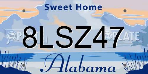 8LSZ47 Alabama License Plate
