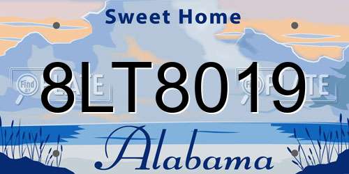 8LT8019 Alabama License Plate