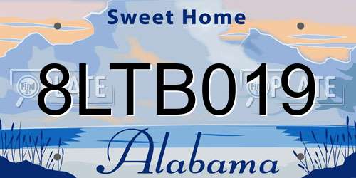 8LTB019 Alabama License Plate