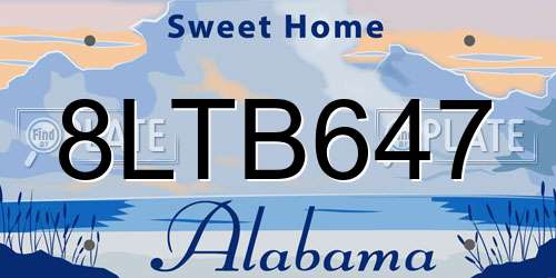 8LTB647 Alabama License Plate