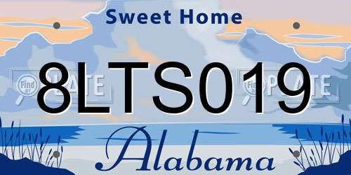 8LTS019 Alabama License Plate