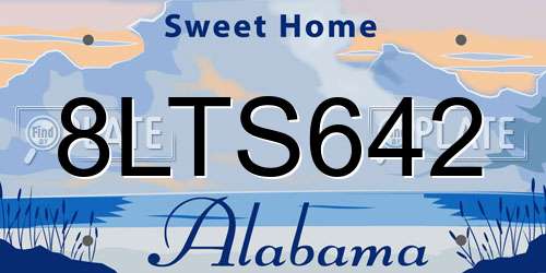 8LTS642 Alabama License Plate