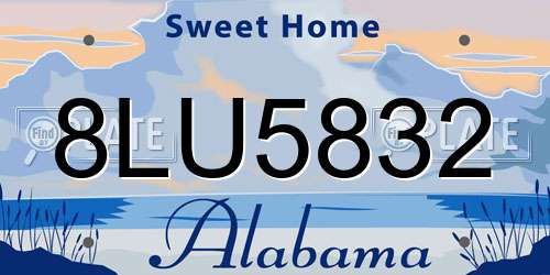 8LU5832 Alabama License Plate