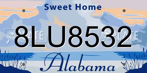 8LU8532 Alabama License Plate