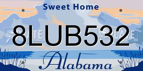 8LUB532 Alabama License Plate